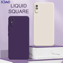 Funda trasera de silicona líquida cuadrada de lujo para Xiaomi Redmi 9, 9A, 9i, Sport Prime, funda protectora suave para cámara, fundas para teléfono Redmi9