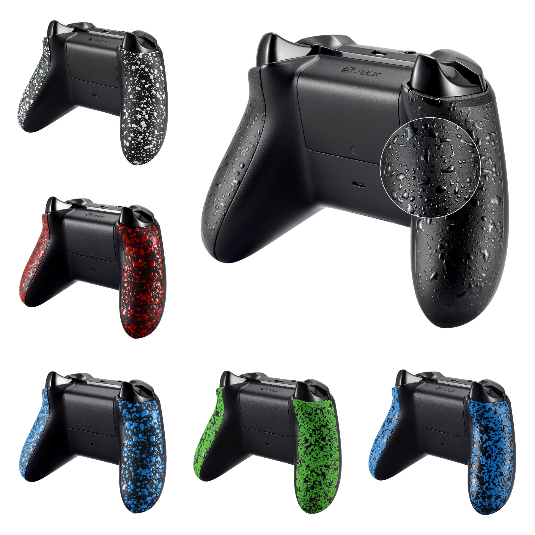 eXtremeRate Rieles laterales antideslizantes Asas contra salpicaduras 3D para controlador Xbox One X y S - Serie texturizada