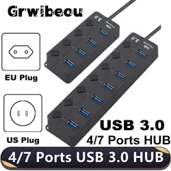 Hub USB 3.0 con interruptor de alimentación