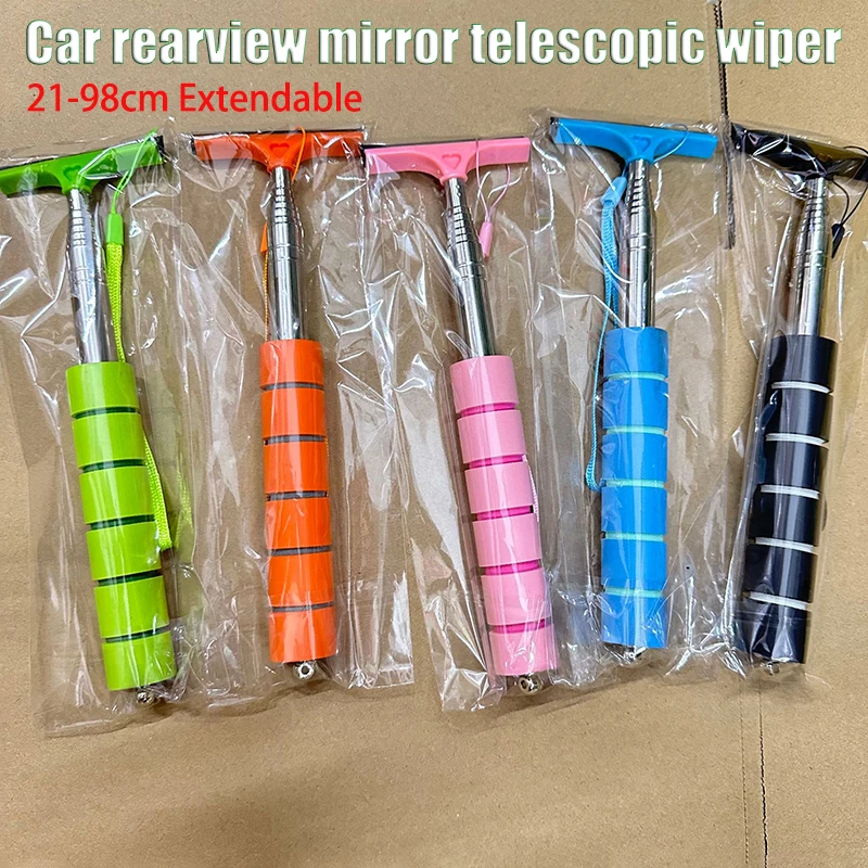 Limpiaparabrisas para espejo retrovisor de coche, cabezal de cepillo telescópico retráctil de acero inoxidable, cepillo de limpieza para lavado de espejo automático - imagen 2