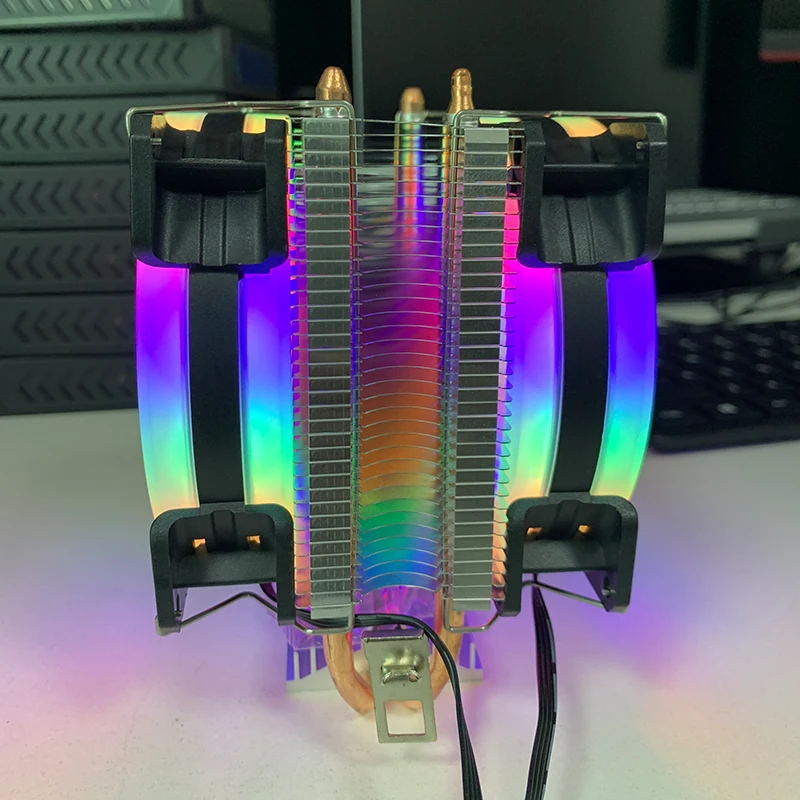 Enfriador de aire de CPU, procesador de PC silencioso PWM de 4 pines, radiador RGB para Intel LGA 1150 1151 1155 1200 1700 2011 1366 AM3 AM4 AM5, ventilador de refrigeración - imagen 4