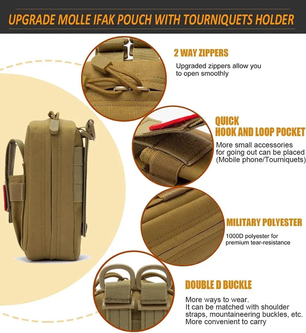 Kit táctico de primeros auxilios EMT bolsa con torniquete tijeras vendaje para emergencia IFAK Trauma Combat - imagen 3