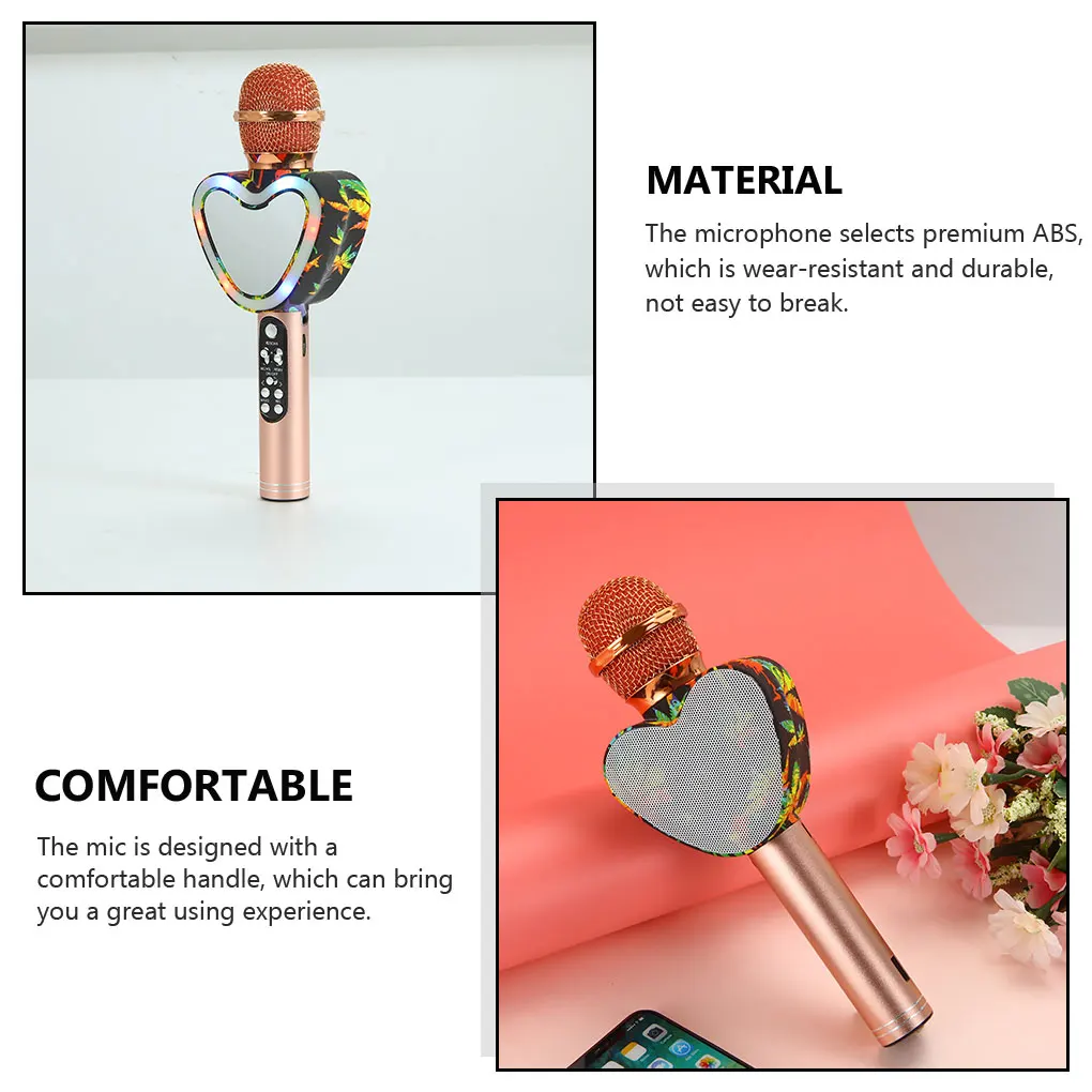 Micrófono inalámbrico compatible con Bluetooth, altavoz de mano DC5V, reproductor KTV para el hogar, receptor de Audio, suministros de micrófono de 1200mAh, negro - imagen 3