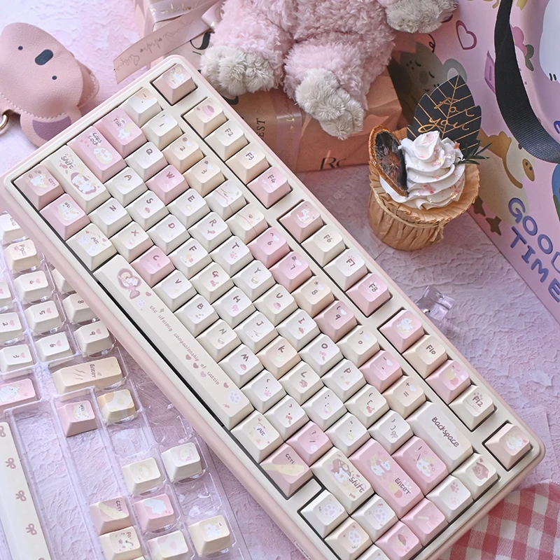 Teclas de cereza rosa, Material Pbt con tema de Karami fresco, teclas de teclado mecánico personalizadas, 137 teclas para Aulaf75/F99 - imagen 4