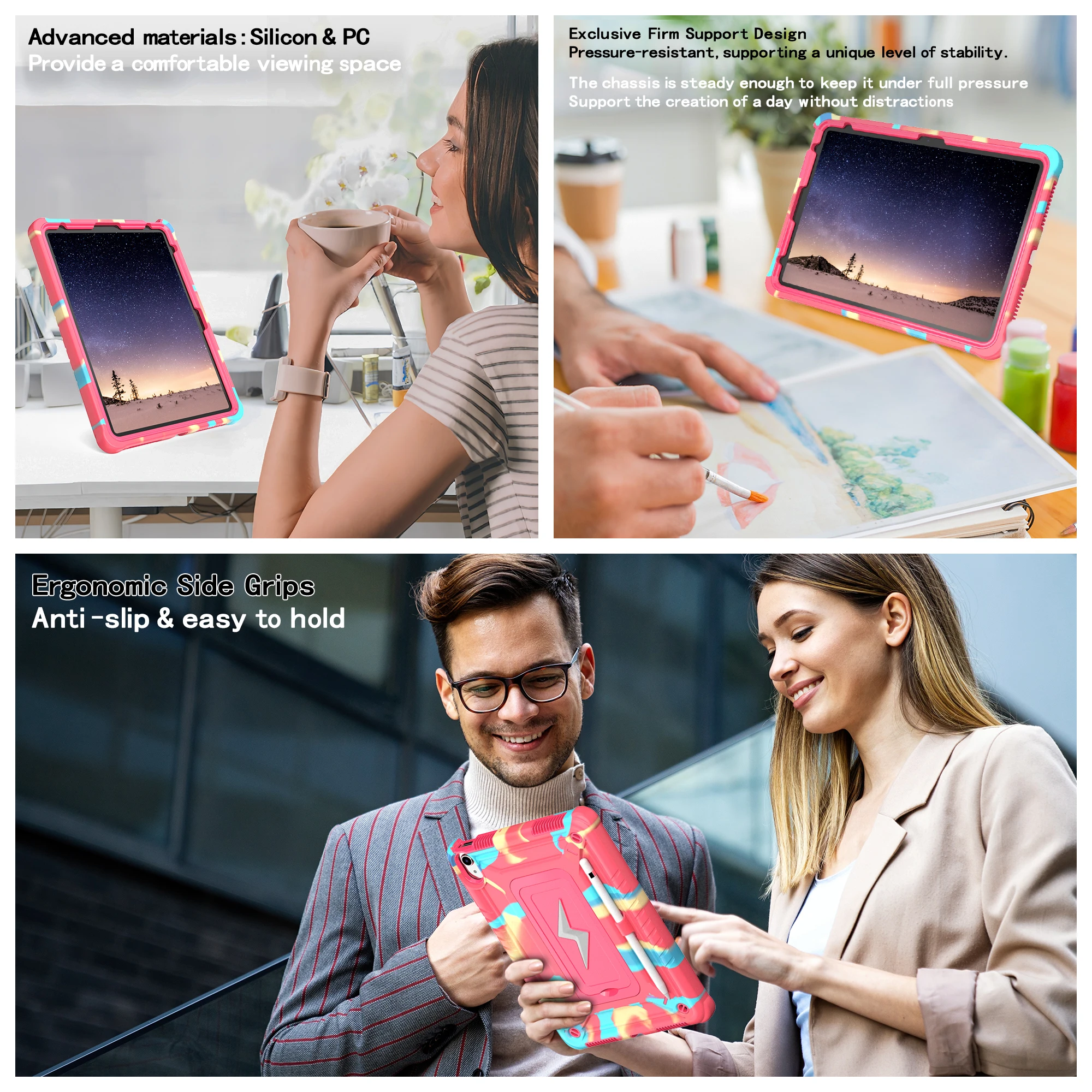 Funda híbrida Armor Universal para iPad 2025 11 "A16 11.a 10,9 2022 10.a generación Funda con soporte incorporado y correa para el hombro - imagen 4