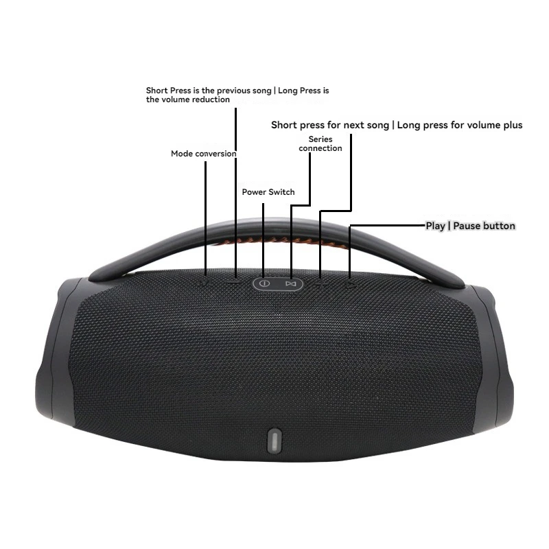 Altavoz Bluetooth portátil resistente al agua de 100W de alta potencia RGB luz colorida Subwoofer inalámbrico 360 estéreo envolvente TWS FM Boom Box - imagen 5