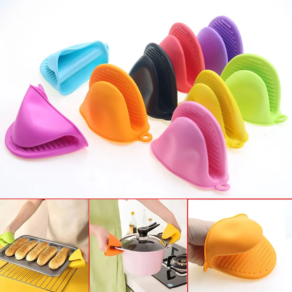 Guantes gruesos de silicona para horno, guantes antiescaldaduras resistentes al calor para cocinar, empuñaduras para pellizco, soporte para ollas, accesorios de cocina de silicona, 1 ud.