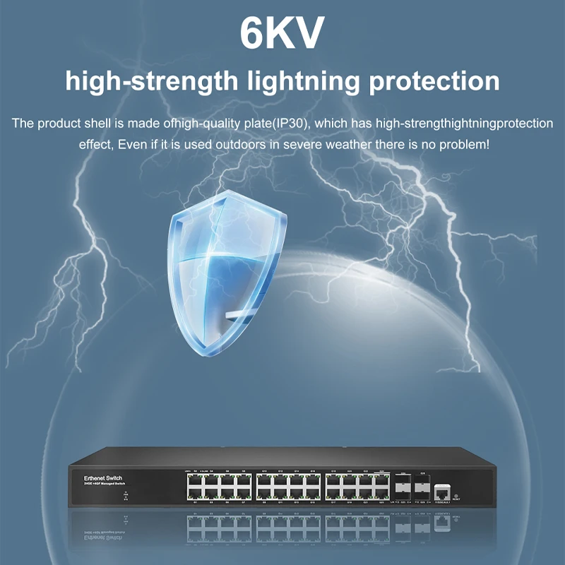 L2+Conmutador administrado con 2 puertos de ranura SFP de 1000 M y 2 puertos combinados TP/SFP de 1000 M y puertos RJ45 de 22*100/1000 M - imagen 3