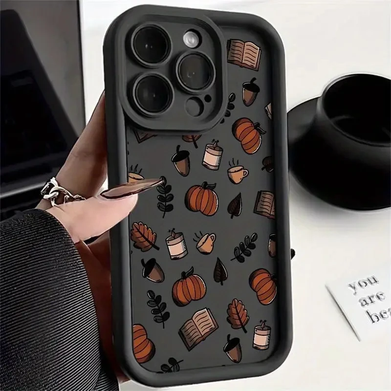 Funda de teléfono para Xiaomi Redmi Note 14, 13, 12, 11 Pro Plus, 5G, 10S, 11S, 12S, bonita funda de dibujos animados de calabaza castaña para Redmi 13C 12C 14C4G