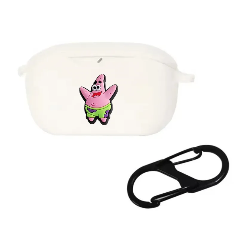 Potdemiel SpongeBob funda para auriculares JBL Wave Buds/Buds2/100 auriculares inalámbricos de silicona carcasa protectora con gancho - imagen 3