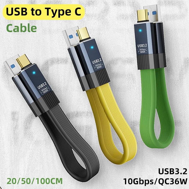 Cable de extensión USB 3,2 USB macho a USB C macho 10Gbps Cable de datos de transmisión rápida QC36W Cable tipo C para Huawei Samsung Xiaomi