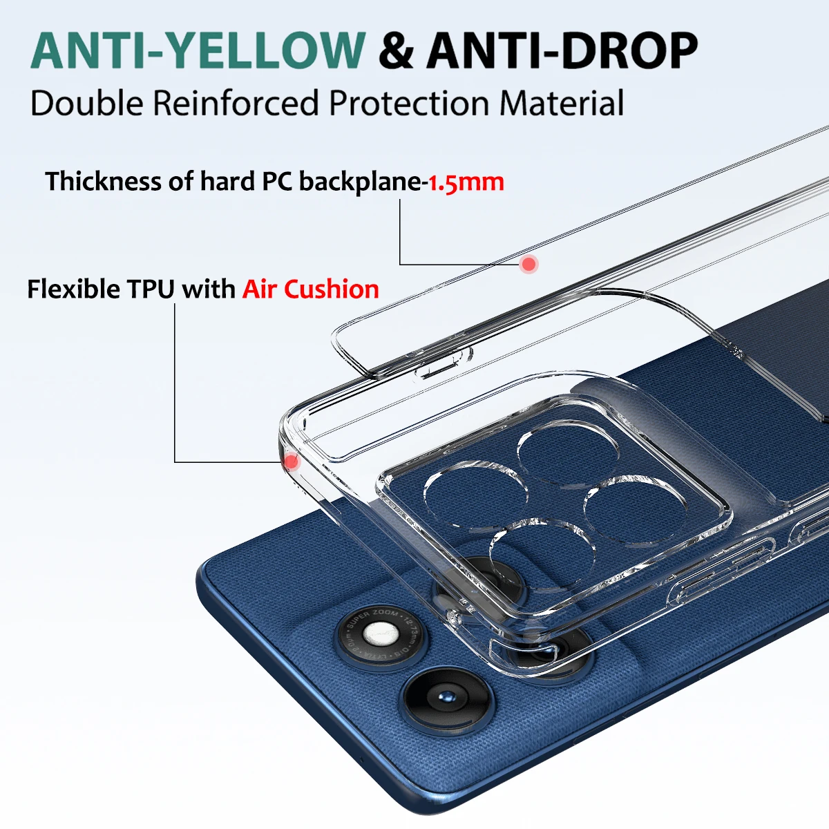 Funda para Moto Edge60 Pro 5G PC acrílico transparente a prueba de arañazos protección de cámara cubierta dura para Motorola Edge 60 Pro 5G - imagen 5