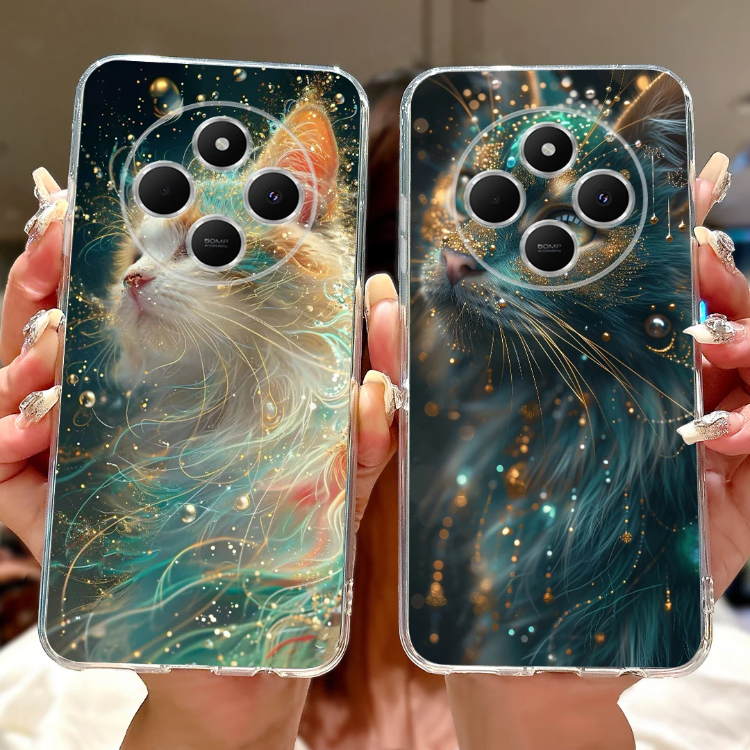 Para Xiaomi Redmi 14C funda bonita de gato de dibujos animados cubierta pintada funda de silicona suave para Xiaomi Poco C75 PocoC75 Redmi14C bolsas de cubierta trasera - imagen 5