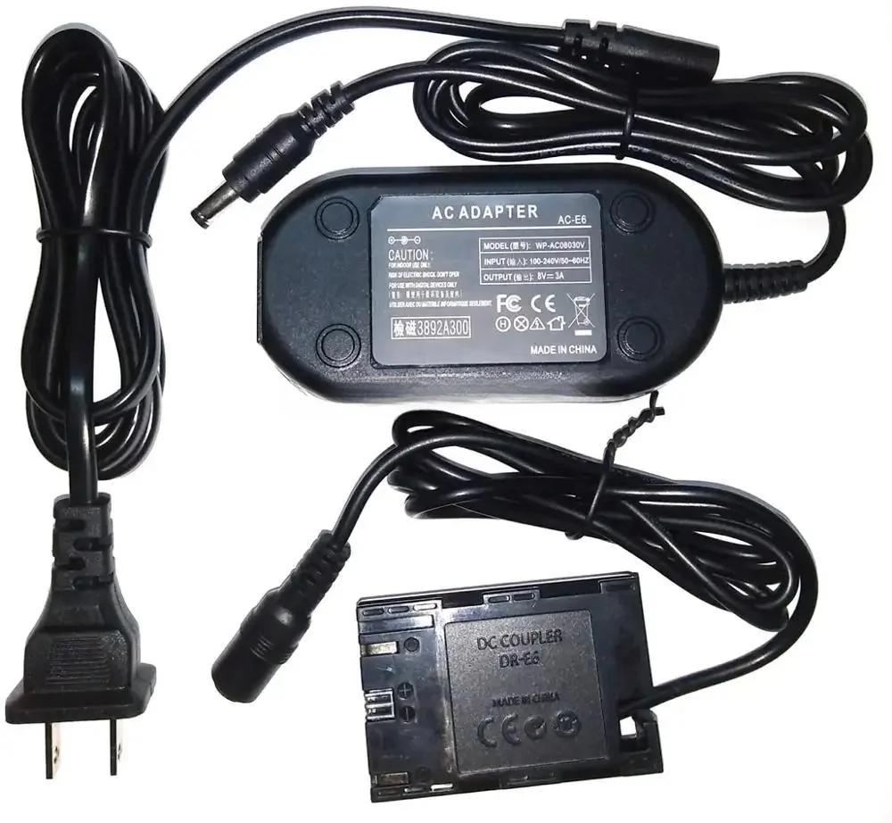 Acoplador de CC DR-E6 LP-E6 batería ficticia + ACK-E6 adaptador de corriente CA totalmente decodificado para Canon EOS 5D Mark IV 5D4 5D3 5D2 80D 90D 5DS 5DSR - imagen 5