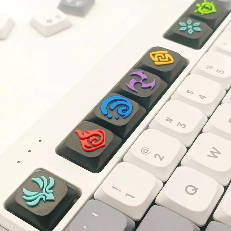 Genshin tapa de tecla de elemento de impacto para teclado mecánico, tapa de tecla de perfil bajo de cereza cruzada, tapa de tecla artesanal de resina personalizada - imagen 5