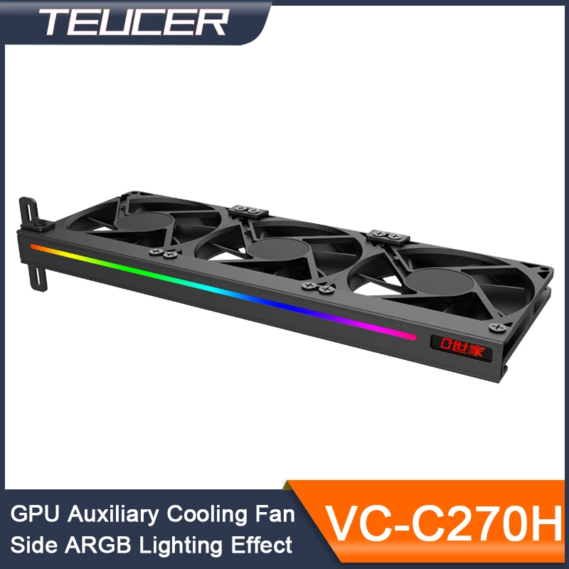 TEUCER VC-C270H 300x100x20mm lado Universal ARGB 5V 3 pines cabezales direccionables GPU ventilador de refrigeración silencioso para la mayoría de las tarjetas gráficas - imagen 2