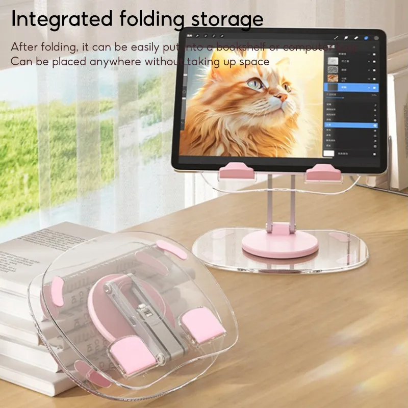 TBTIC-soporte de aleación de aluminio para tableta, accesorio de acrílico transparente, plegable y ajustable, con rotación de 720 °, para IPad - imagen 4