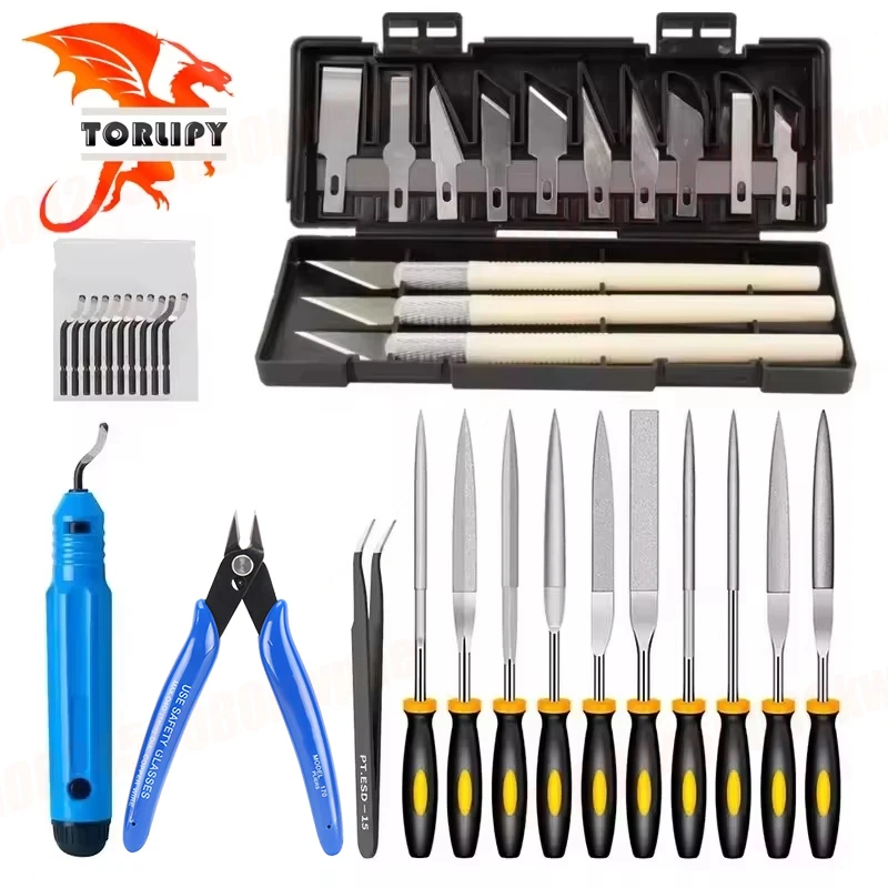 Kit de herramientas de impresora 3D, cuchillo de grabado, herramienta de tallado, pieza de impresora 3D DIY, modelo 3D, cortador de archivos, raspador, herramienta de eliminación de Material