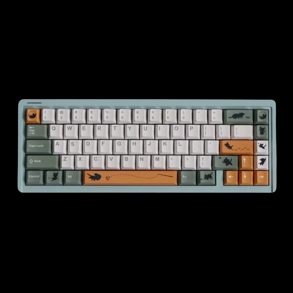 140 teclas GMK Black Shadow Cat Keycaps PBT Dye Subbed Key Caps Cherry Profile Keycap con 2.25U 2.75U 3U 7U barra espaciadora ISO Enter - imagen 5