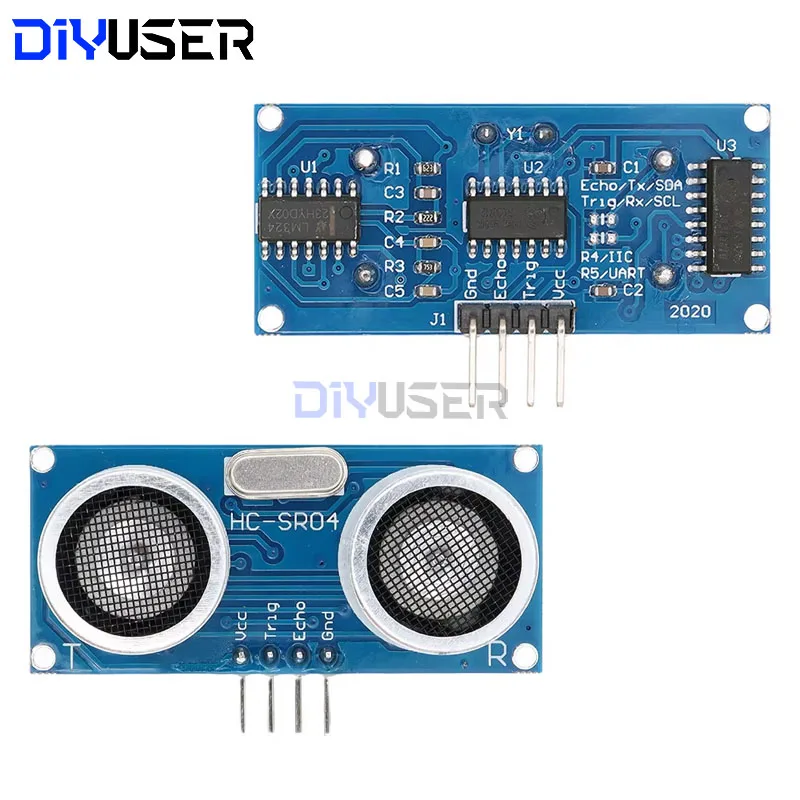 DIYUSER-Módulo ultrasónico de 2 piezas, Sensor transductor de medición de distancia de HC-SR04, Detector Arduino, rango de coche inteligente - imagen 2