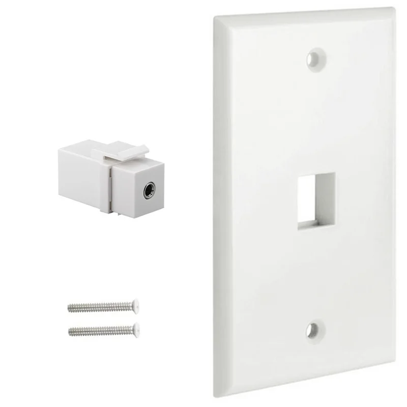 Conector de Audio Keystone de 3,5mm, placa de pared auxiliar hembra a hembra, auriculares, altavoz, Keystone, placa de pared de 1 puerto, placa frontal de 3,5mm ABS