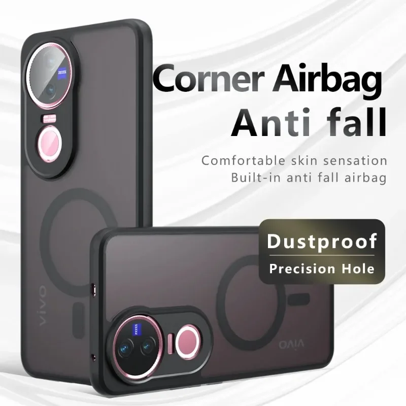 Para Vivo V50 V 50 Magsafe funda mate acrílica magnética para Vivo V50 Lite Y29 4G cubierta de teléfono transparente a prueba de golpes parachoques duro - imagen 3