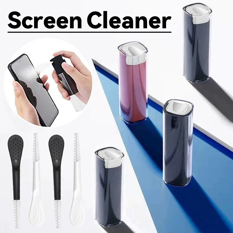 Mini limpiador de pantalla táctil 2 en 1, juego de botellas vacías con pulverizador, herramientas de limpieza de esmalte para quitar el polvo, Kit de limpieza para teléfono y portátil