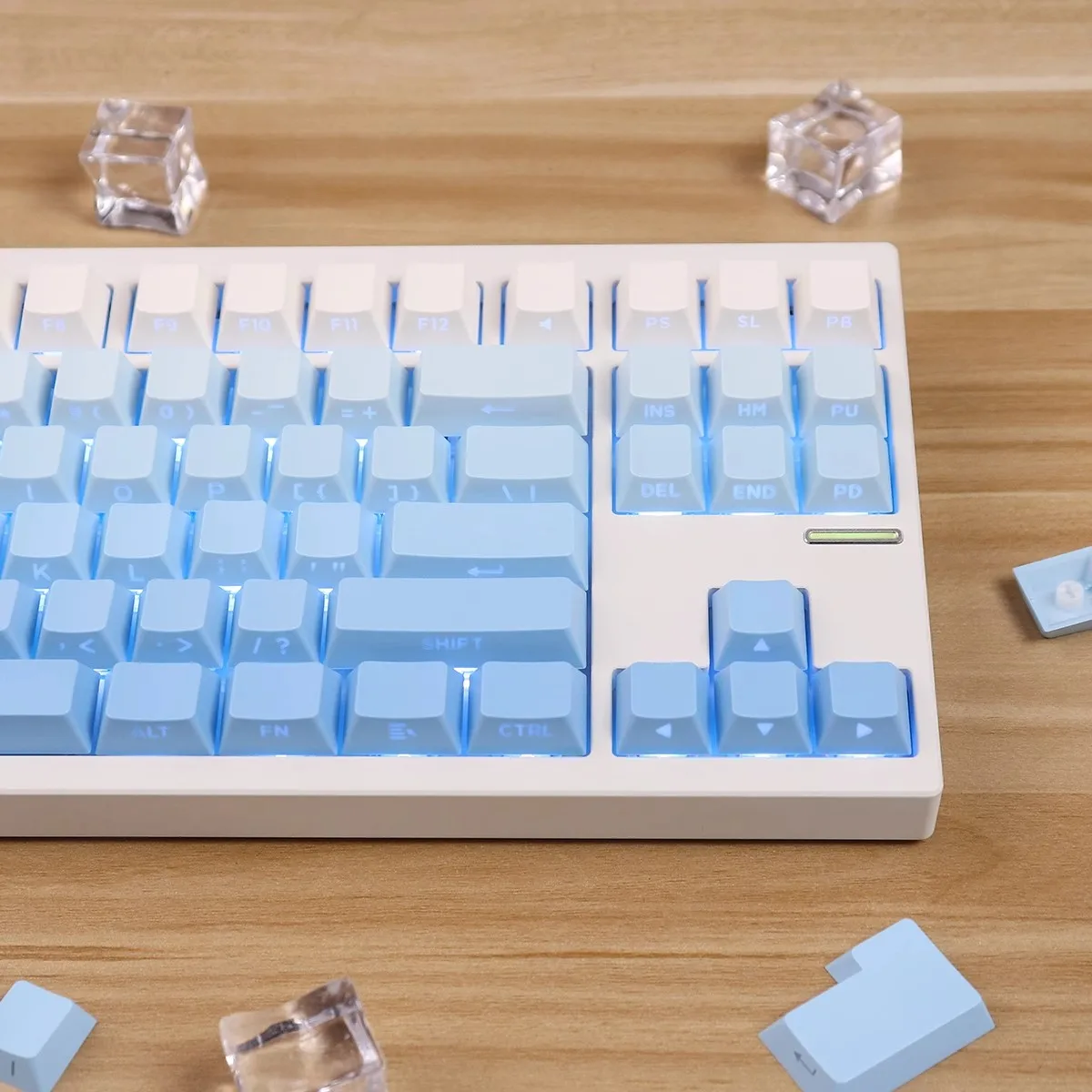 Teclas azules degradadas, teclas translúcidas con grabado lateral de tinte PBT, teclas de perfil de cereza con barra espaciadora 2.25U 2.75U 3U7U ISO Enter - imagen 4