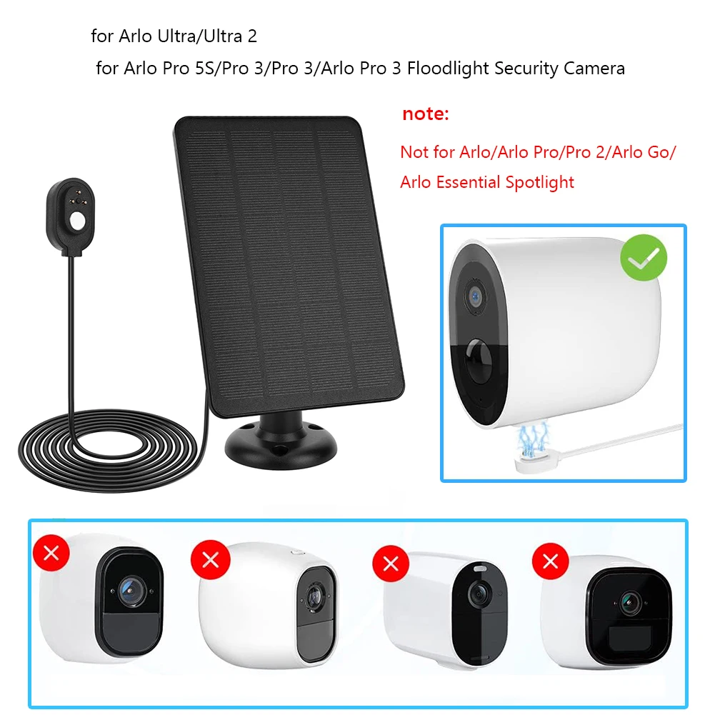Paneles de carga Solar para cámara de seguridad, Cable de carga de 9,8 pies, cargador de batería Solar para Arlo Pro piezas/4/3, reflector, 5S 1-3, 10W, 5V - imagen 5