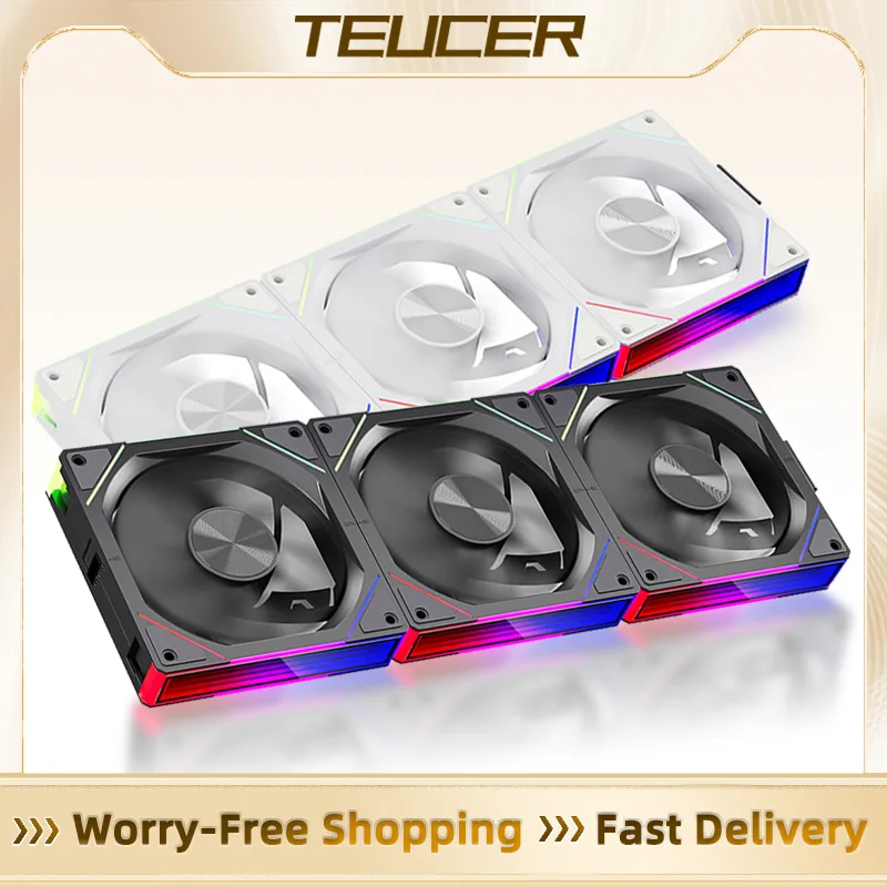 TEUCER-ventilador de refrigeración inalámbrico, Kit de ventiladores de gran volumen de aire, 120-800 RPM, 3 pines, ARGB/4 pines, PWM, 2000mm
