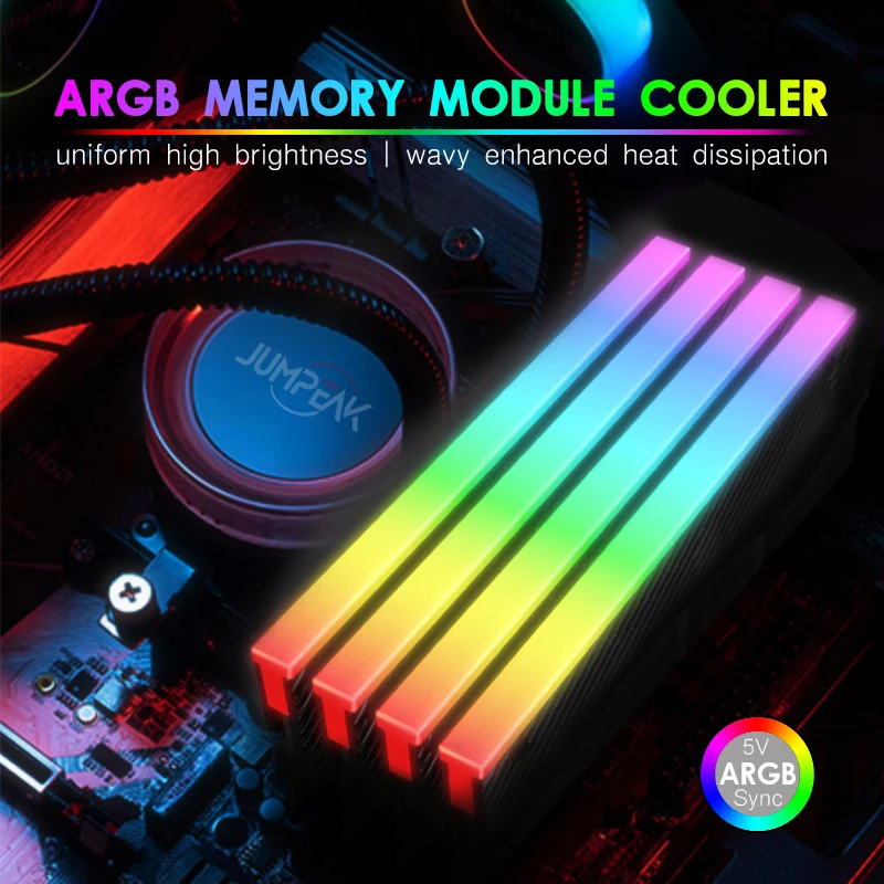 JUMPEAK R02 ordenador ARGB módulo de memoria disipador de calor cubierta de cuña refrigeración mejorada ondulada DDR3 DDR4 DDR5 PC RAM refrigerador armadura de radiador - imagen 2