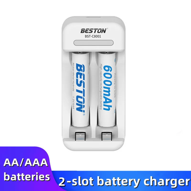 Cargador de batería portátil NI-MH, 2 ranuras, 1,2 V, AA, AAA, 2A, USB, luz indicadora - imagen 2