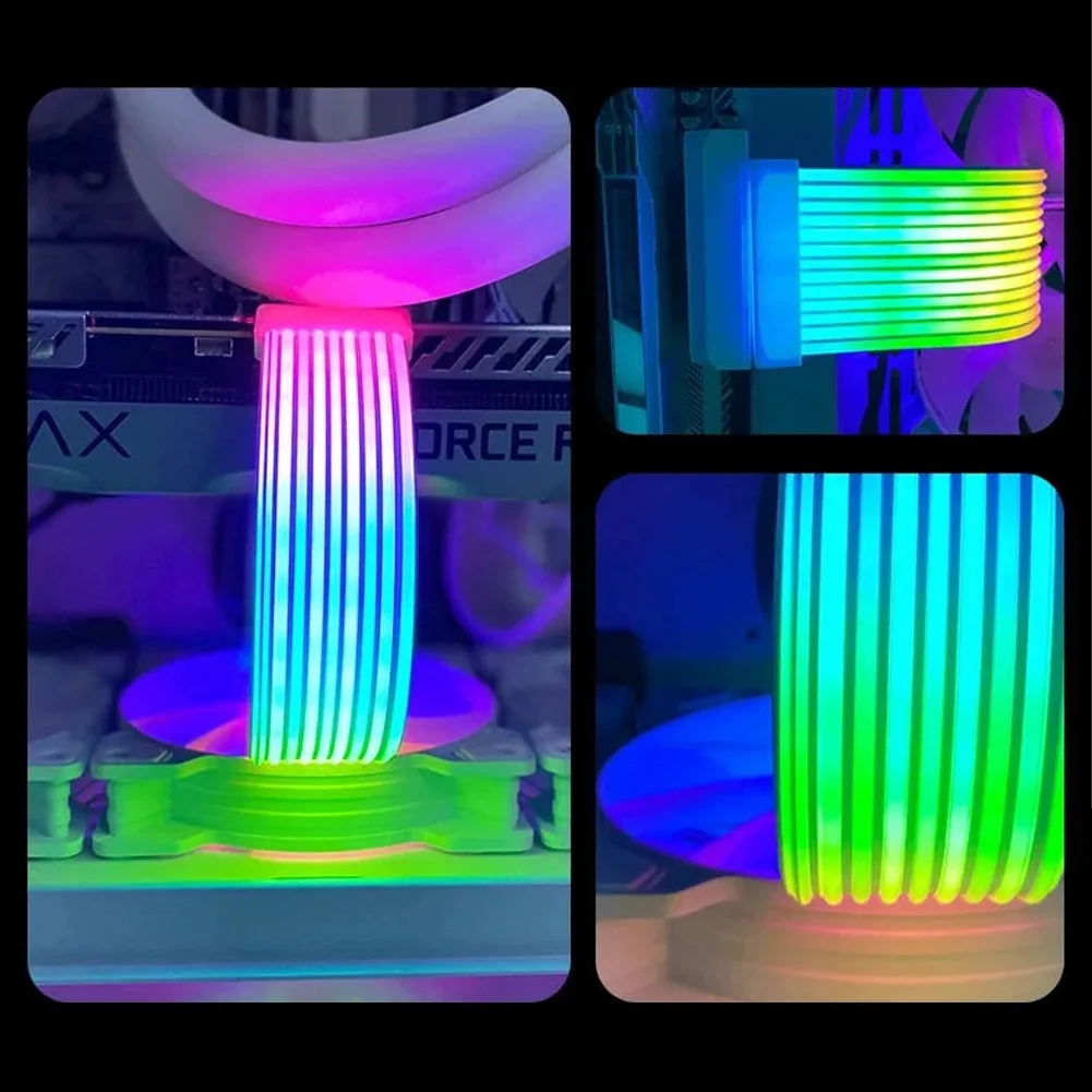 Tira de luz RGB para PC, adecuada para fuente de alimentación de ordenador, Cables y funda de tarjeta de vídeo GPU ATX de 24 pines para 6 pines, 8 pines, 12 pines, 16 pines y 24 pines - imagen 2