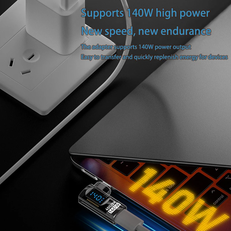 Adaptador de pantalla Digital USB C a USB C en forma de U, 140W, carga rápida, tipo C macho a C hembra, adaptador de extensión, transferencia de datos de 40Gbps - imagen 2