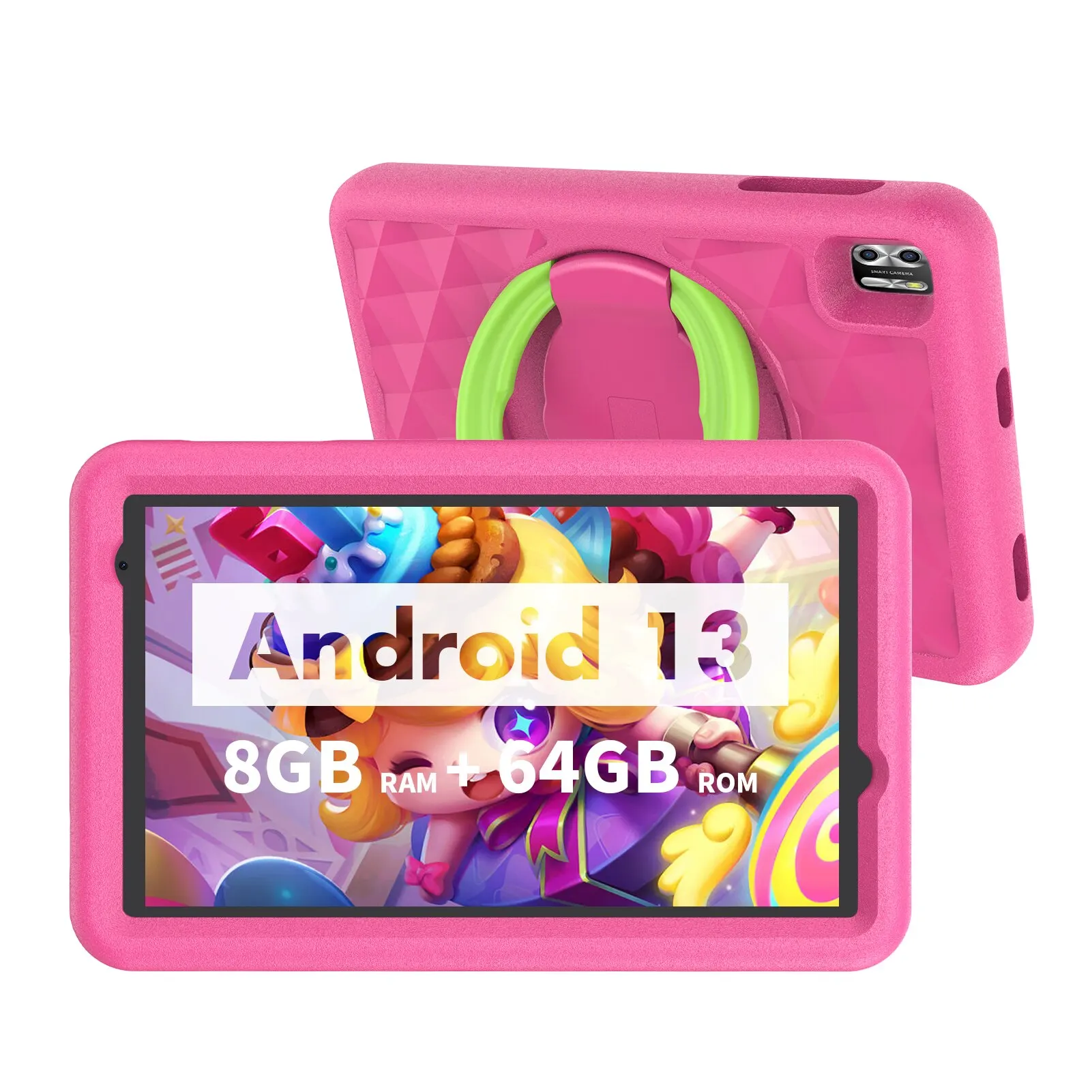 VASOUN-Tableta de 8 pulgadas para niños, dispositivo con Android 13, Quad Core, 8GB RAM + 64GB ROM, 5000mAh, cámara Dual, WiFi, Control Parental