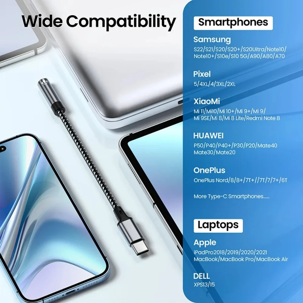 BGGQGG tipo C a 3,5mm hembra adaptador de conector de auriculares TRR a USB C Aux Cable Dongle de Audio para auriculares altavoz estéreo de coche - imagen 5