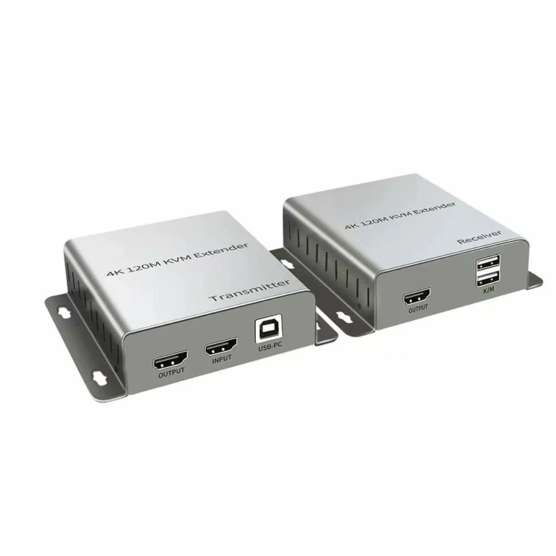 Extensor de vídeo HDMI KVM 4K 120M sobre Cable Rj45 Cat5e/6 vs 1080P 60M HDMI KVM extensor USB con soporte de salida de bucle teclado de ratón