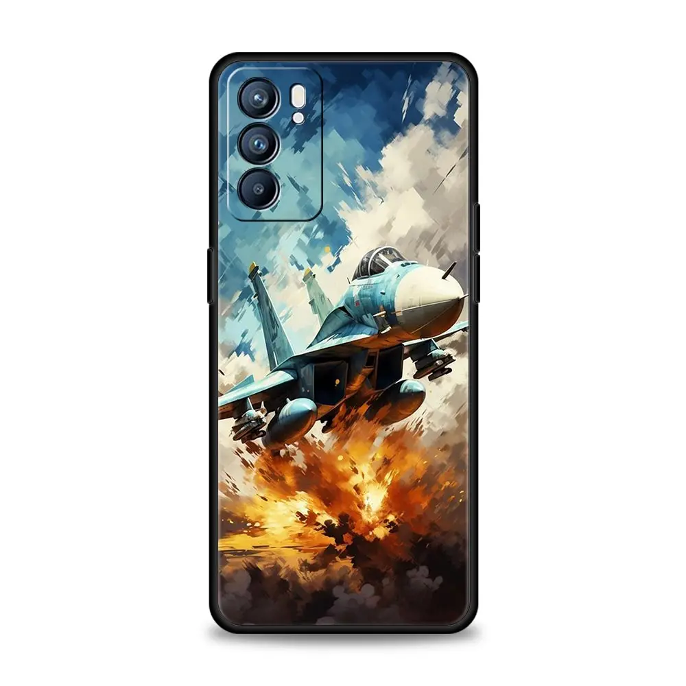 Funda de teléfono para Oppo A54 A53 A52 A9 A15 A95 A17 A16 A76 A74 A57 A31 Find X6 Pro X5 Reno8 Reno7 Reno6 Pro 5G, cubierta de aviones de combate - imagen 4