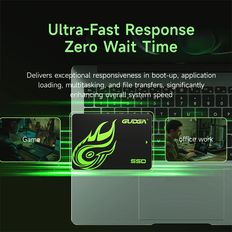 GUDGA SATA3 SSD 2,5 pulgadas 256GB 512GB 1TB 2TB Unidad de estado sólido interna para computadora portátil de escritorio - QLC NAND Flash 3D - imagen 3