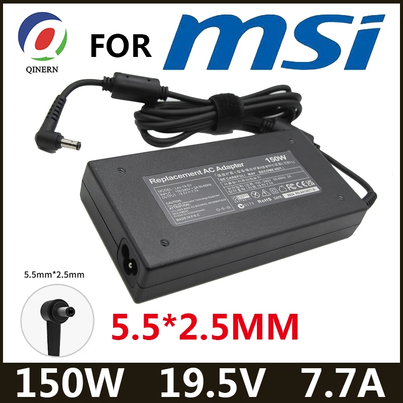 Adaptador de ordenador portátil de 19,5 V 7.7A, fuente de alimentación de 150W para MSI GS60 GS70 GE62 GS40 GS63 GL62 MS-16H7 MS16H Ghost Pro606, cargador de ADP-150VB B