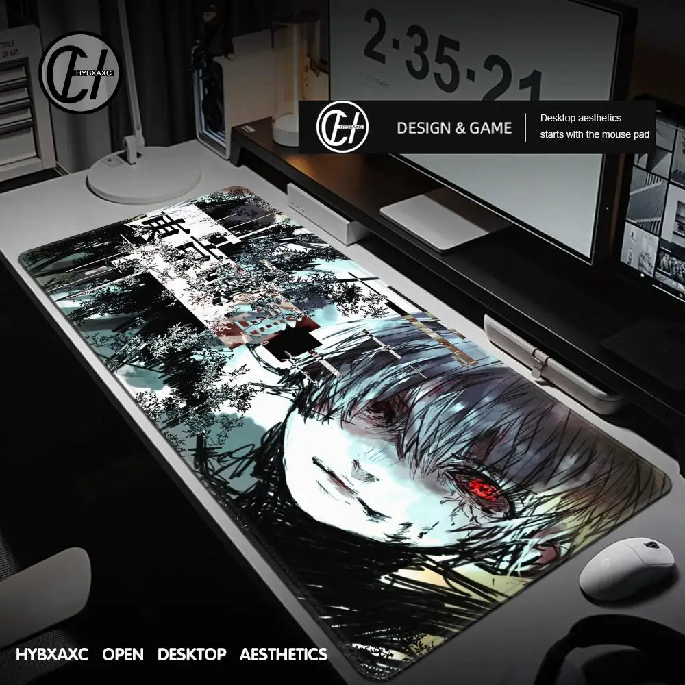 Alfombrilla de ratón para oficina, accesorios para juegos de PC, alfombra para teclado, portátil, Kaneki Ken, alfombrilla para ratón blanca y negra, alfombrilla de escritorio de Anime japonés Tokyo Ghoul - imagen 5