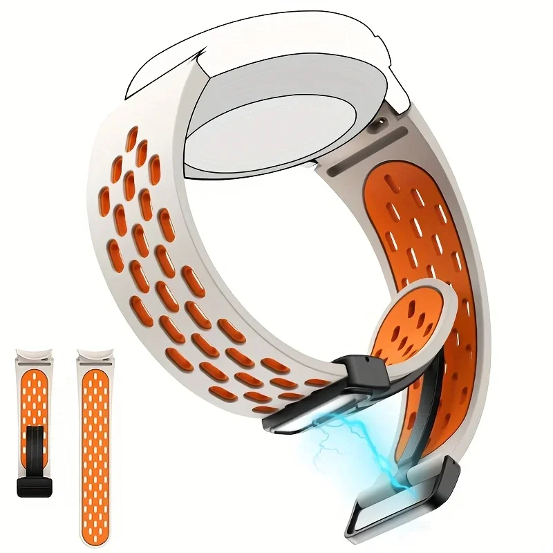 Correa oficial de silicona sin huecos para Samsung Galaxy Watch 7 6 5 4 40mm 44mm 5 Pro banda con hebilla magnética 6 pulsera clásica de 47mm - imagen 2