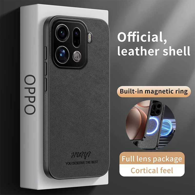 Para OPPO Find X9 Pro cubierta magnética integrada de coche para OPPO Find X 9 FindX9 Pro funda protectora mate de marco suave de cuero de negocios - imagen 3