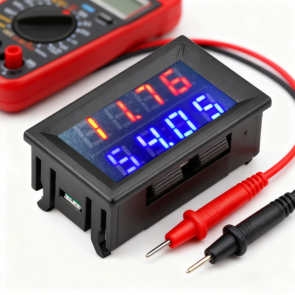 Voltímetro digital Amperímetro DC 100V 50A Pantalla LED Medidor de corriente de voltaje Protección de conexión inversa para monitoreo de batería