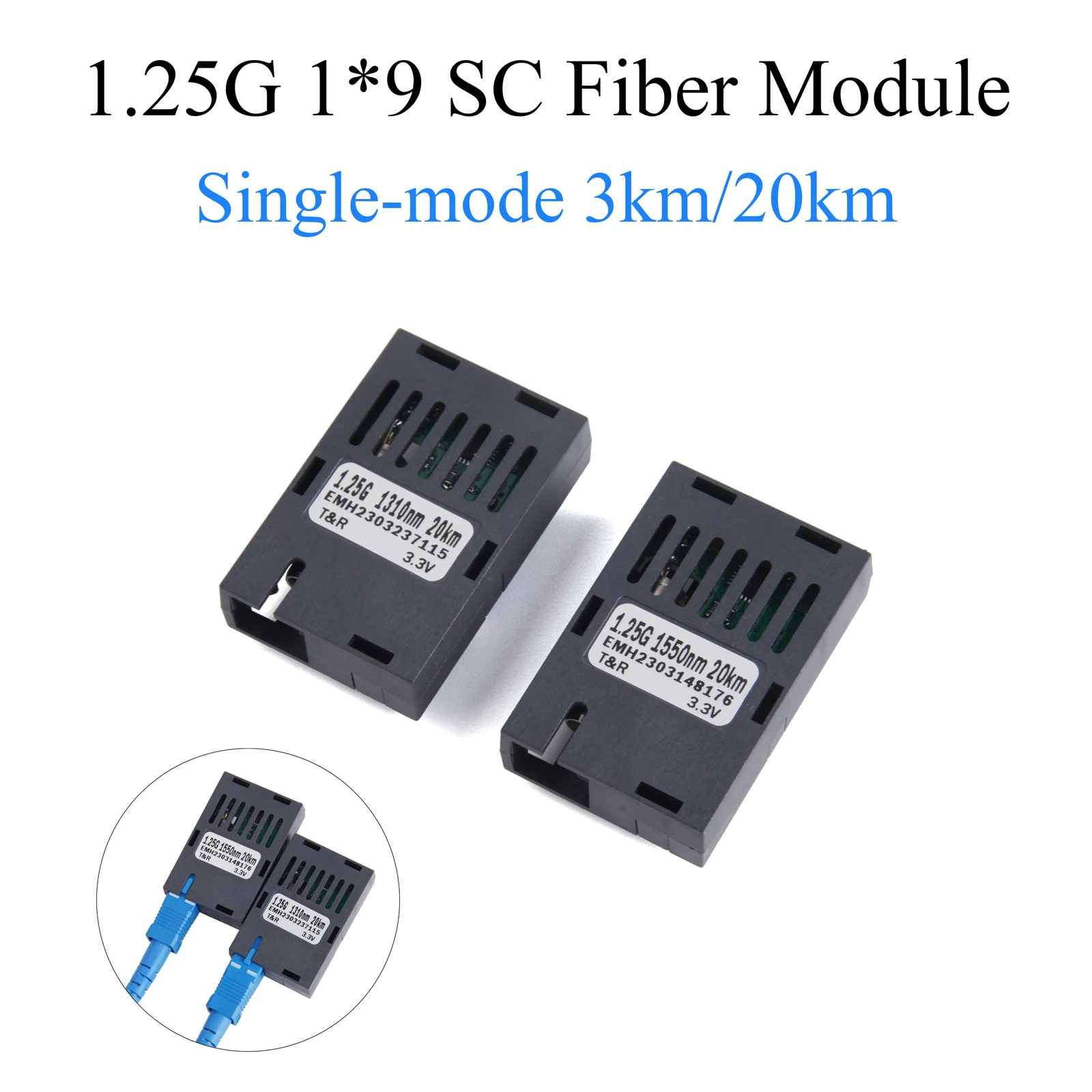 1 par 1,25G 1*9 módulo de fibra Gigabit 1000M SC UPC/APC 1310/1550 nm monomodo 3/20 KM enviar-recebir A + B Kit