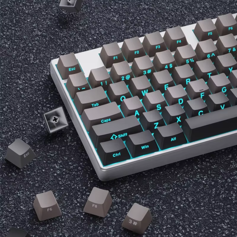 Tecla PBT Gradiente Negro Gris Doble Inyección Perfil OEM - imagen 3