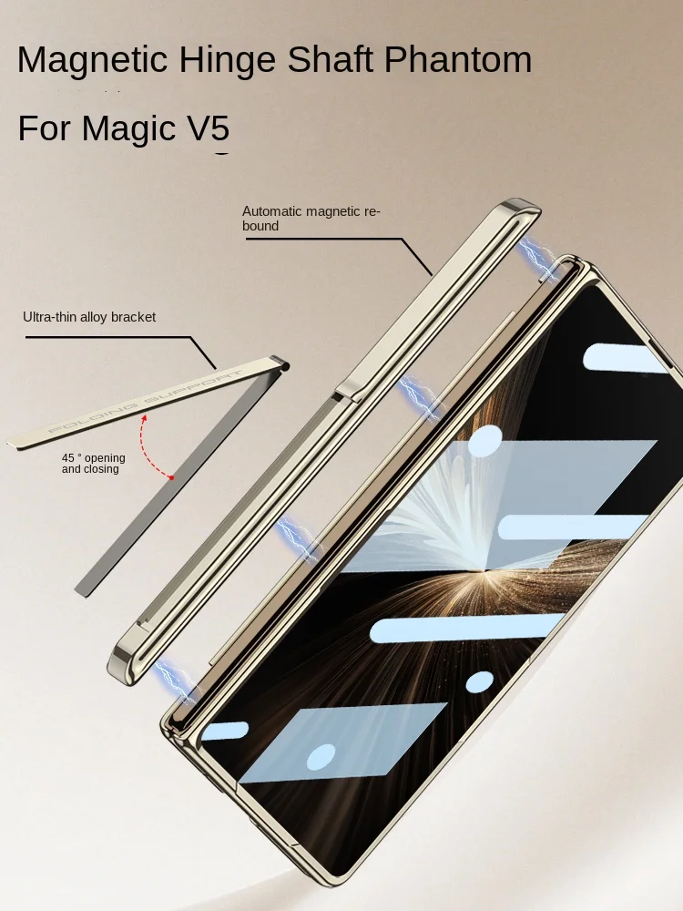 Para Huawei Honor Magic V5 funda de lujo chapada Magsafe soporte de bisagra funda protectora trasera magnética para Magic V5 carcasa de teléfono - imagen 4