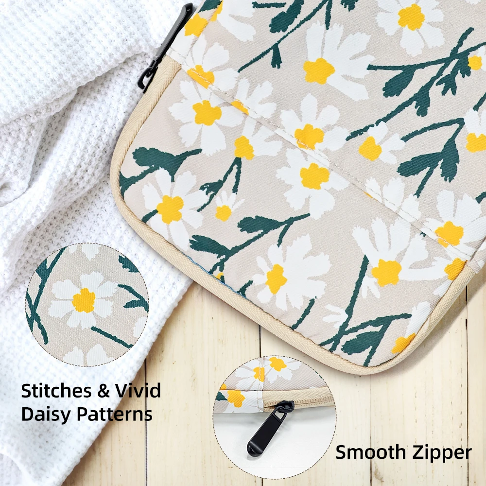 Funda de 6-7 pulgadas para Kindle, funda acolchada con margaritas bordadas, funda protectora para Kindle/Kindle Oasis de 6" - imagen 5