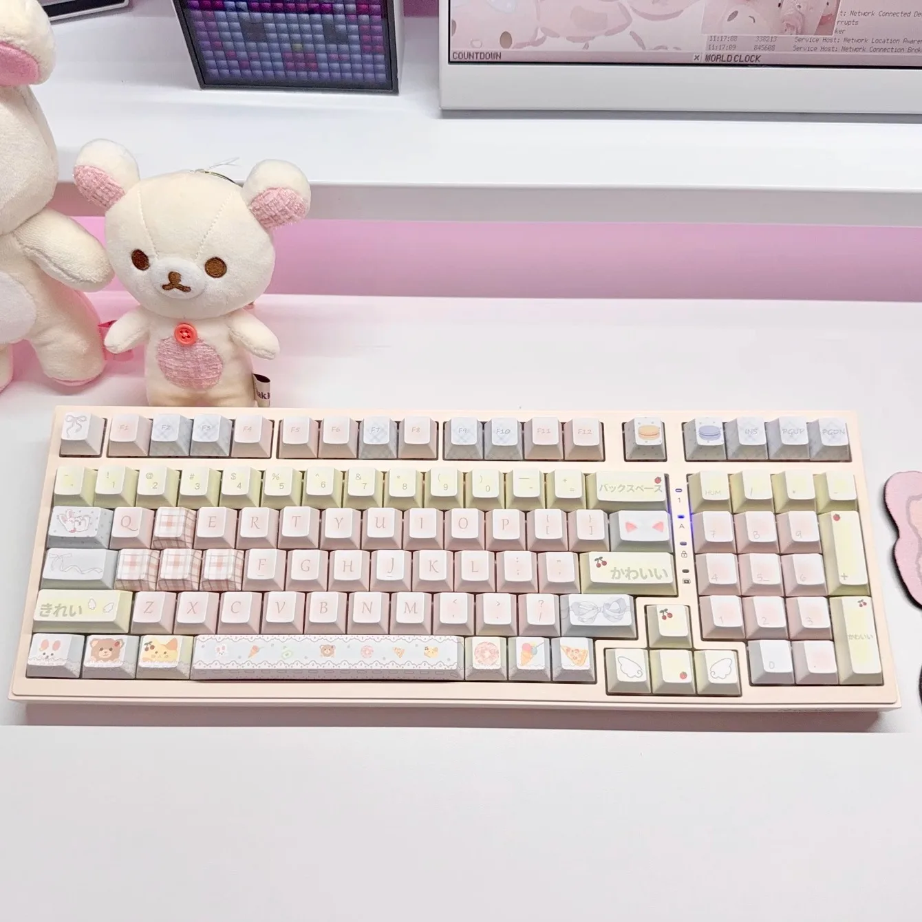 Juego de teclas con tema de macarrón, perfil de cereza PBT, 123 teclas, teclas originales personalizadas hechas a mano para teclado mecánico, accesorios de regalo - imagen 3