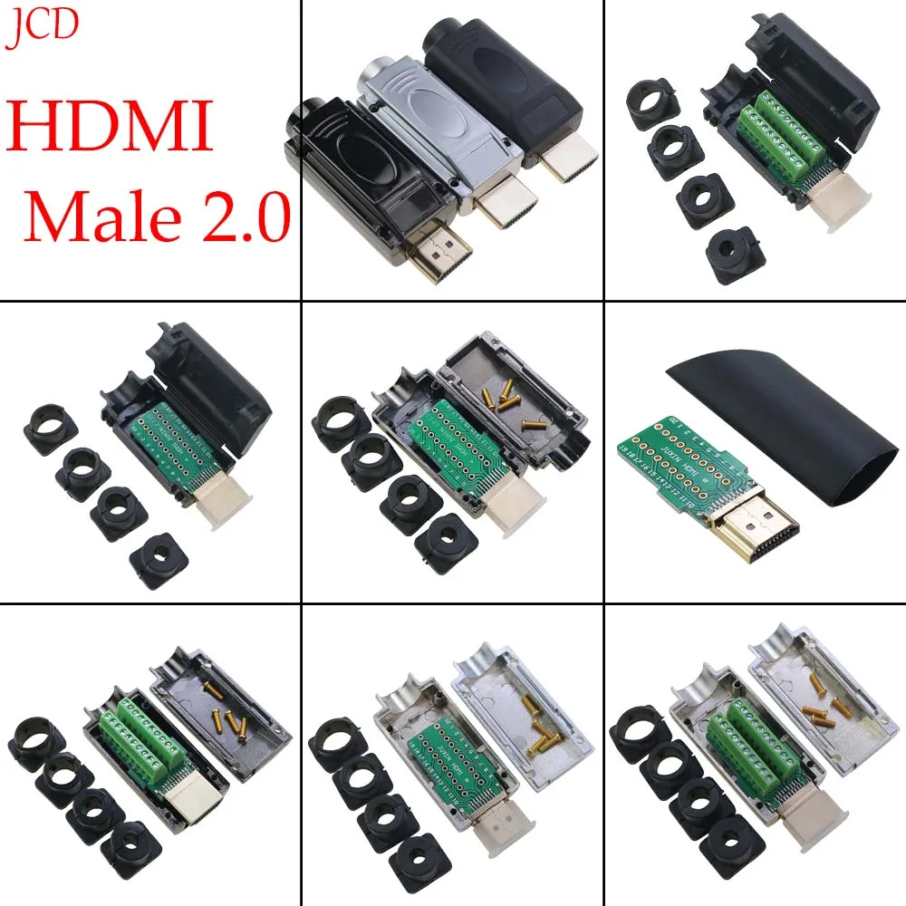 1 Uds Compatible con HDMI 2,0 conector macho terminales de ruptura sin soldadura/soldadura Modular ordenador TV enchufe de vídeo con carcasa